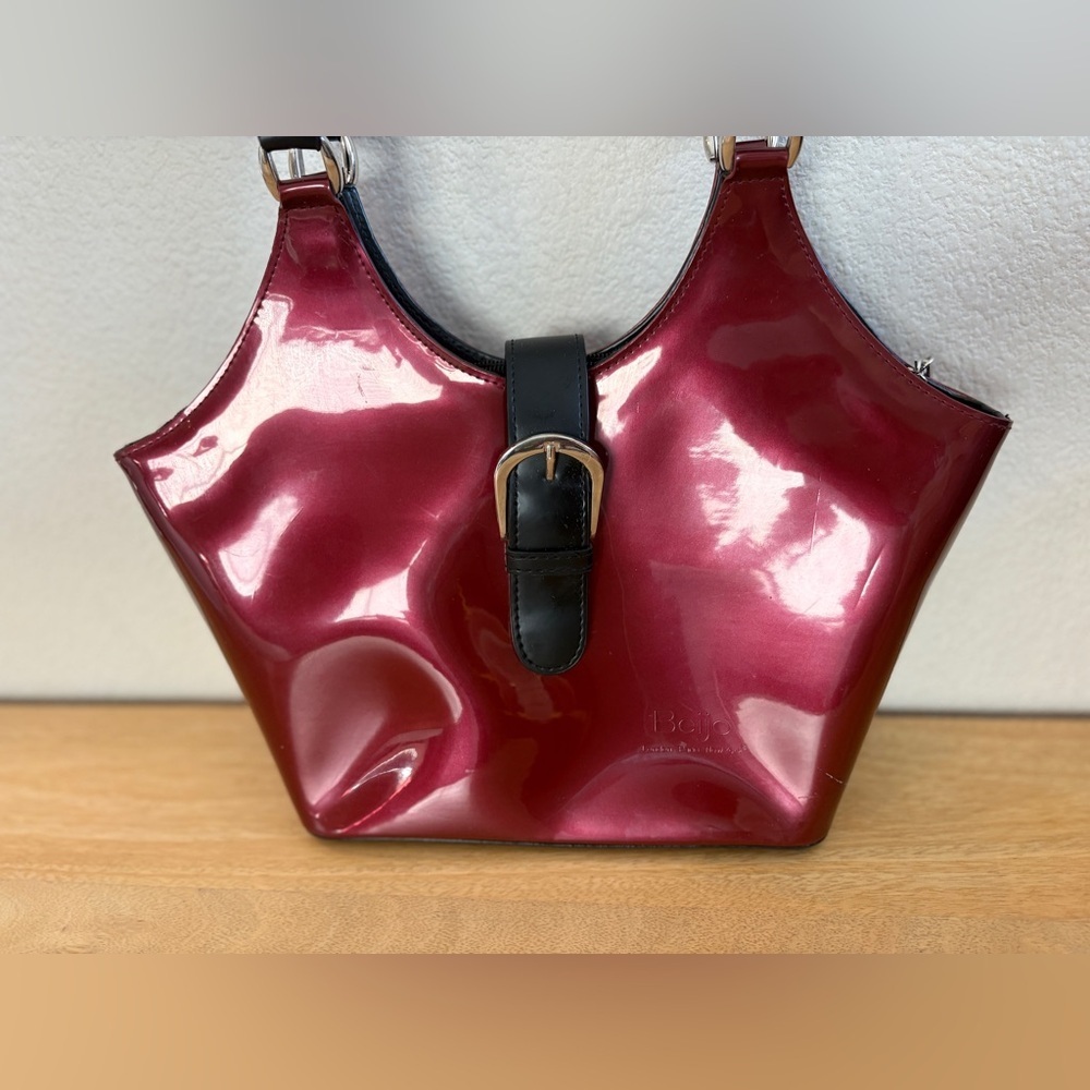 Beijo Womens Hobo Shoulder Bag Purse Satchel Top Zipper Patent Leather Red - Picture 4 of 9
